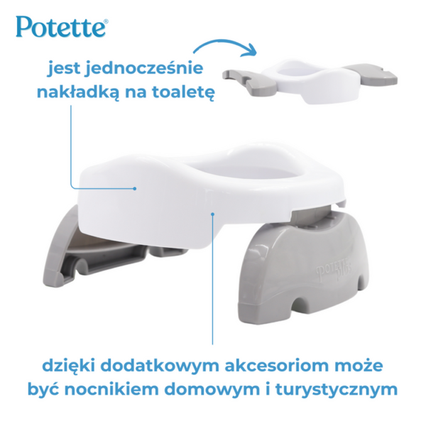 2w1 Potette: Nocnik dla dziecka i nakładka na toaletę, biało-niebieski