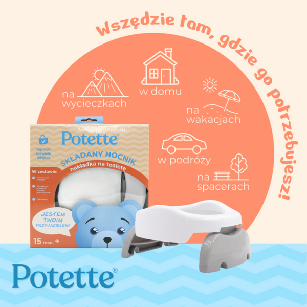 2w1 Potette: Nocnik dla dziecka i nakładka na toaletę, biało-niebieski