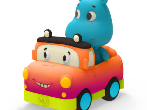 B.Toys – Land of B. Miękkie autko sensoryczne z wesołym pasażerem - pick-up z hipciem – Sunny & Muddy Miles