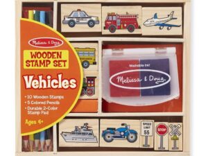 Melissa and Doug Zestaw Drewniane Stempelki pieczątki Pojazdy