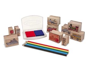 Melissa and Doug Zestaw Drewniane Stempelki pieczątki Pojazdy