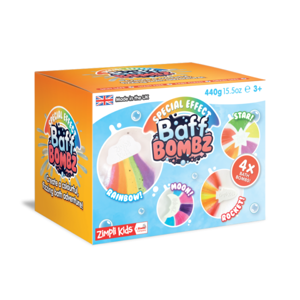 Zimpli Kids Bomby do kąpieli zmieniające kolor wody 4 szt. Rainbow Baff Bombz 3+