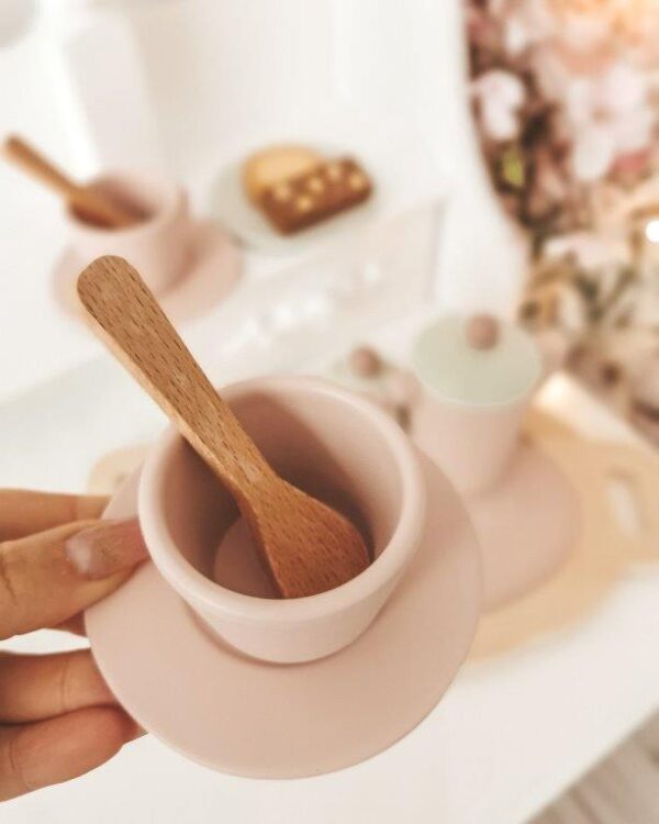 Joueco Drewniany zestaw do herbaty Tea set pink 3+
