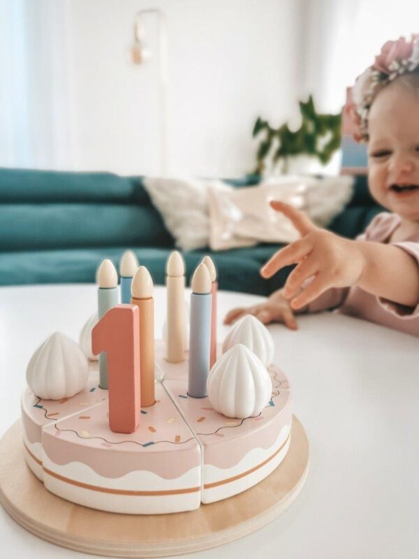 Joueco Drewniany tort urodzinowy i akcesoria