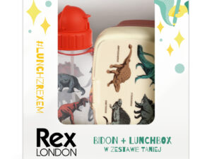 Rex London Zestaw śniadaniowy lunchbox i bidon Dinozaury