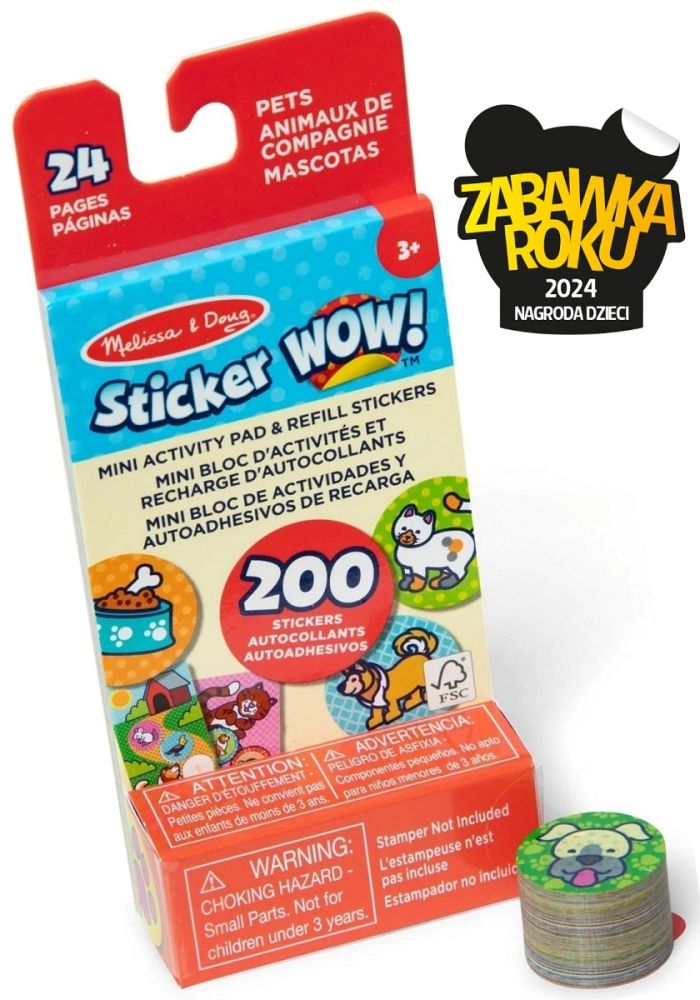 Melissa and Doug Notesik z naklejkami uzupełniającymi Sticker WOW! Zwierzątka 200szt