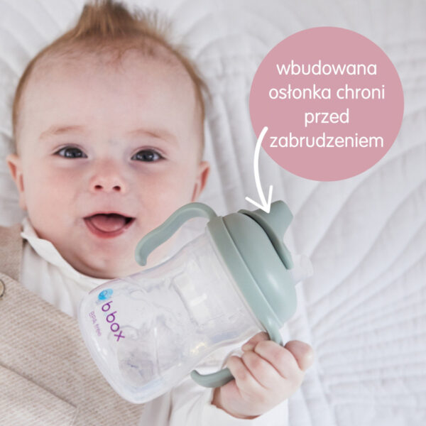 Kubek niekapek z miękkim ustnikiem z osłonką dla dzieci 240 ml 4m+ b.box