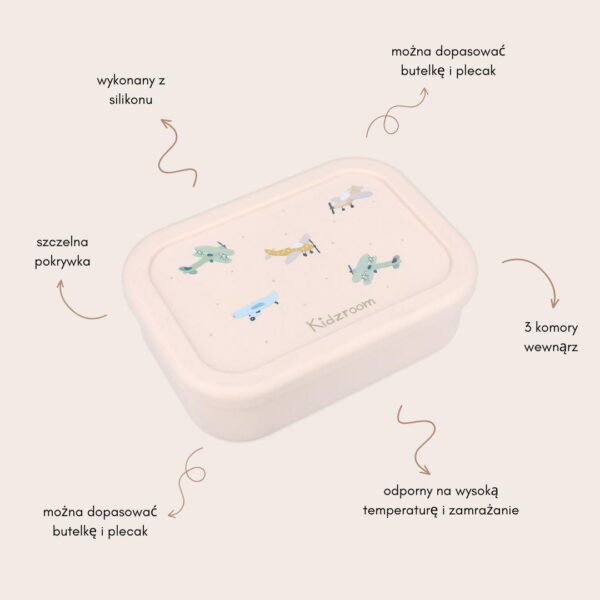 Śniadaniówka Lunchbox pojemnik silikon KIDZROOM Small Aeroplane 700ml