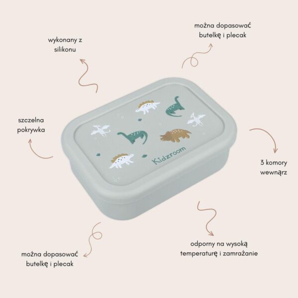 Śniadaniówka Lunchbox pojemnik silikon KIDZROOM Small Dino 700ml