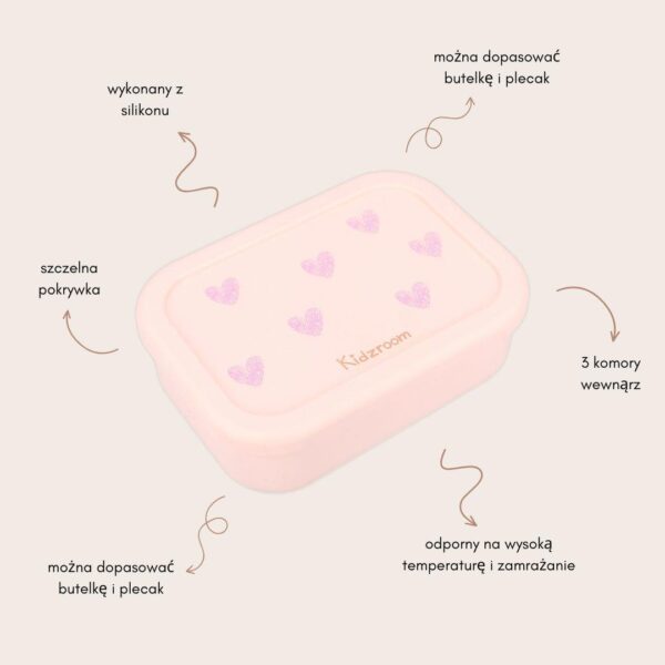 ŚNIADANIÓWKA Lunchbox pojemnik silikon KIDZROOM Magical Heart 700ml