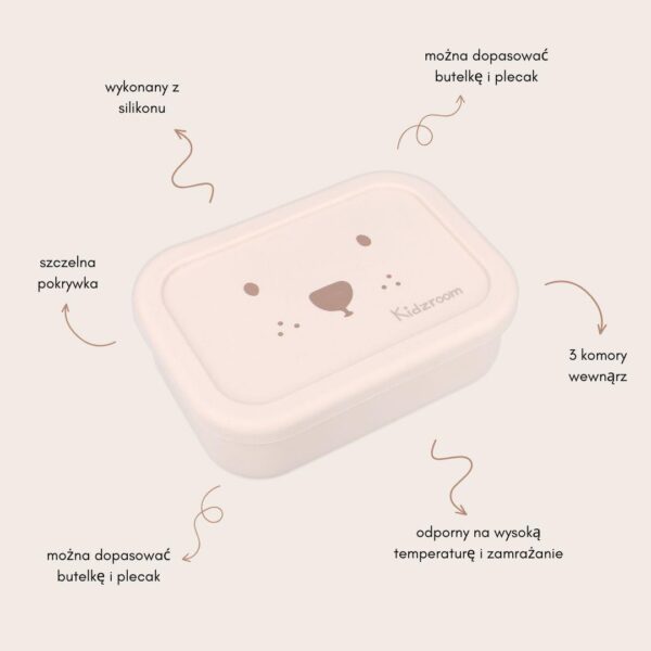 Śniadaniówka Lunchbox pojemnik silikon KIDZROOM Beary Excited 700ml