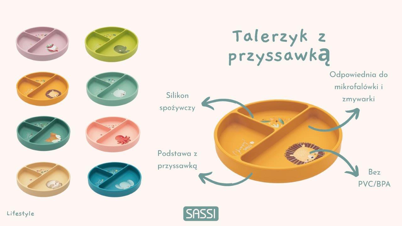 talerz silikonowy z przyssawką leniwiec sassi