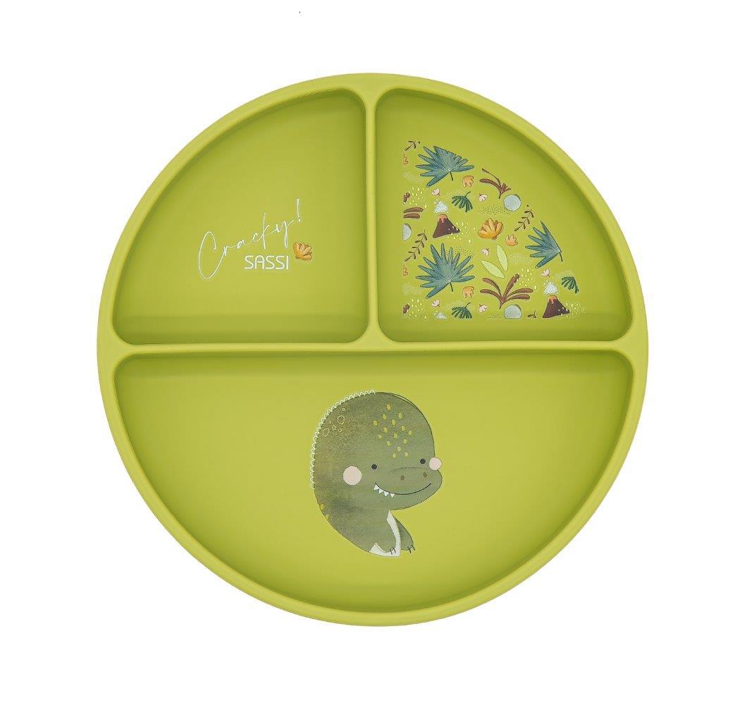 talerz silikonowy z przyssawką dinozaur sassi
