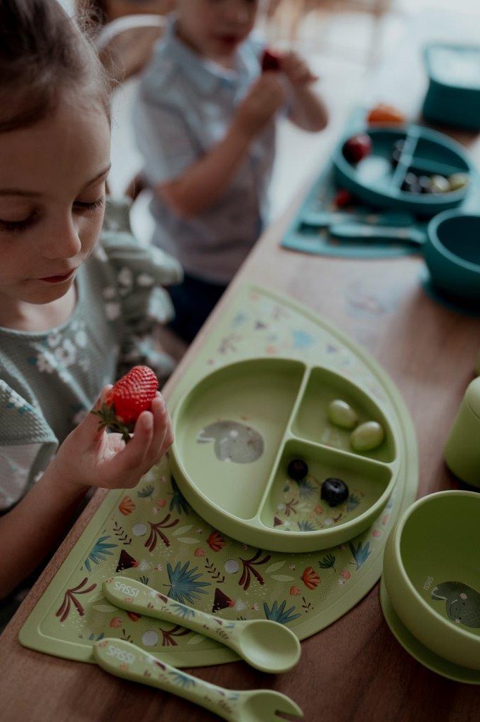 talerz silikonowy z przyssawką dinozaur sassi