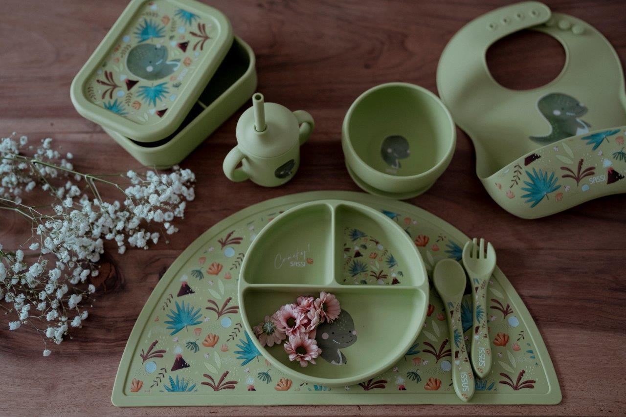 talerz silikonowy z przyssawką dinozaur sassi