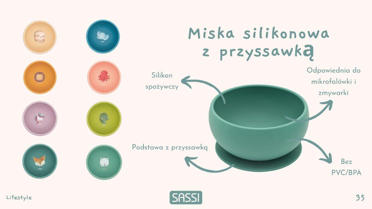 miska silikonowa z przyssawką miś sassi